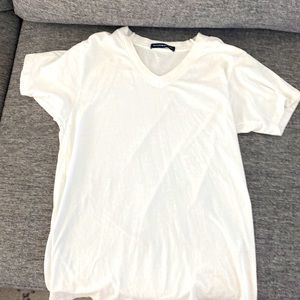 Brandy Melville white V-neck top short sleeve, one size fits all